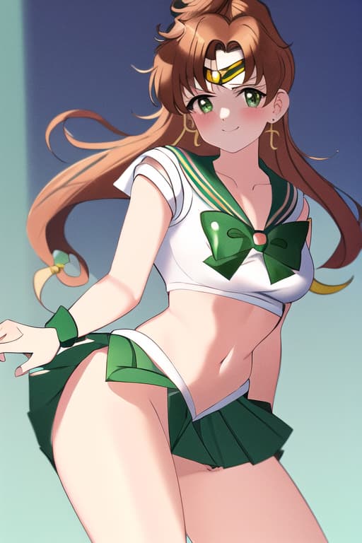  no shirt,(sailor jupiter:1.3), (masterpiece), (highest quality), (intricate), (high detail)