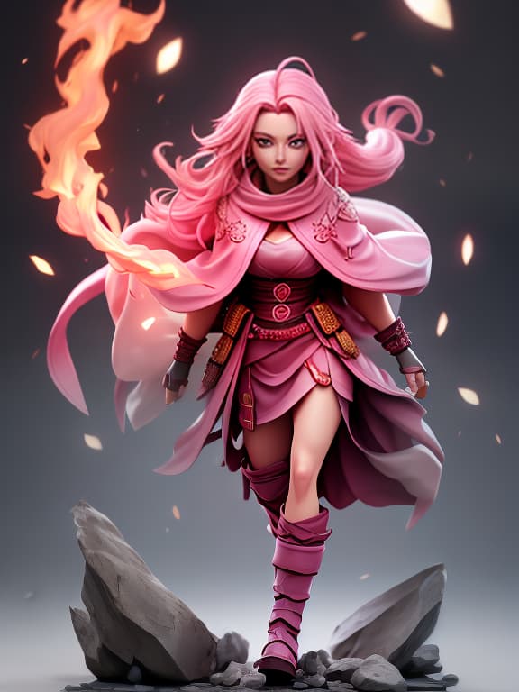  Character Sakura Haruno. Green eyes. A mop of long, , pink hair. High quality portrait concept art depicting a fantastic and beautiful young , perfect anatomy, high detail, excellent poses. dancing in fire with knives and metal., realistic, detailed, textured, skin, hair, eyes, by Alex Huguet, Mike Hill, Ian Spriggs, JaeCheol Park, Marek Denko hyperrealistic, full body, detailed clothing, highly detailed, cinematic lighting, stunningly beautiful, intricate, sharp focus, f/1. 8, 85mm, (centered image composition), (professionally color graded), ((bright soft diffused light)), volumetric fog, trending on instagram, trending on tumblr, HDR 4K, 8K
