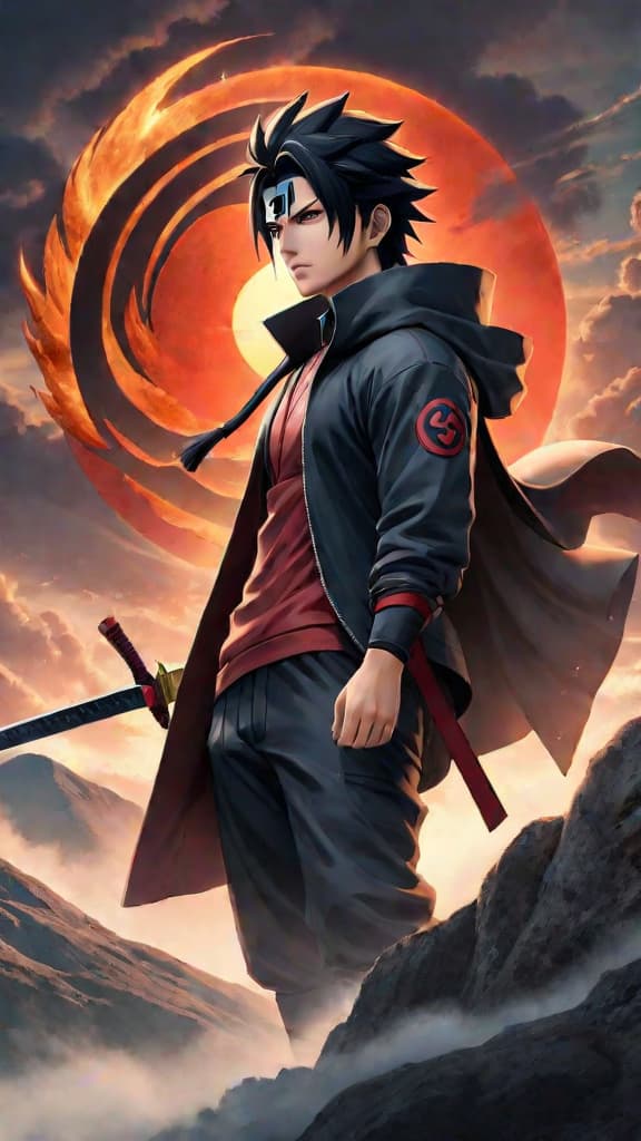  an anime art of shisui uchiha showcasing his strategic genius and foresight in combat. hyperrealistic, full body, detailed clothing, highly detailed, cinematic lighting, stunningly beautiful, intricate, sharp focus, f/1. 8, 85mm, (centered image composition), (professionally color graded), ((bright soft diffused light)), volumetric fog, trending on instagram, trending on tumblr, HDR 4K, 8K