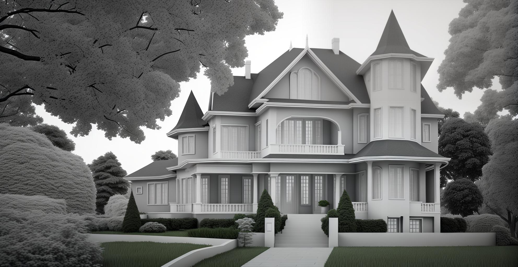  generate a 3d architectural forms of the original house in an axonometric view. the model should appear abstract, minimal, and in grayscale, focusing on the overall form and volume of the design with simplified shapes. the perspective should give a sense of scale reduction, similar to an architectural concept model, without any color or texture details.