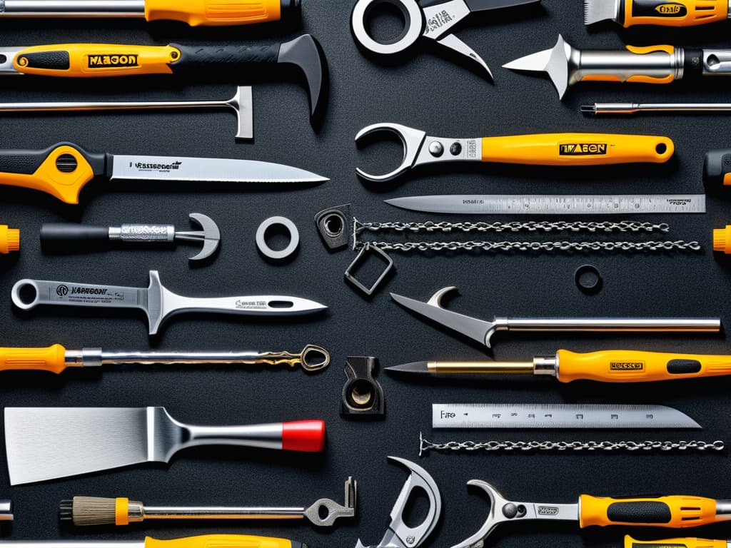  generate a realistic 4k photgraph of mason's hardware tools and supplies. The image must not contain people in it. Make sure the image is very realistic. Make sure the image can be used for a company that sells mason's hardware tools and supplies to masonry companies. This company sells masonry supplies. The picture must be presentable to show a client online.