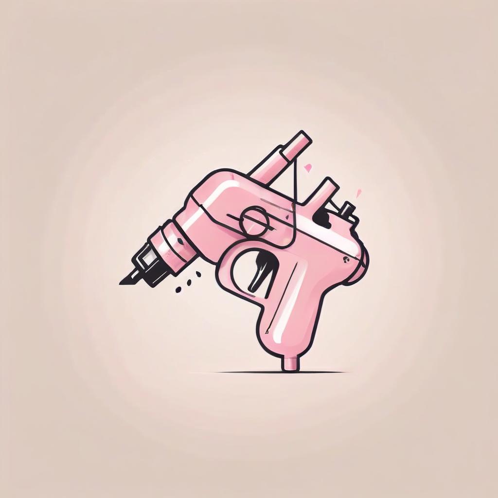  minimalist style draw a pink tattoo machine . simple, clean, uncluttered, modern, elegant, logo