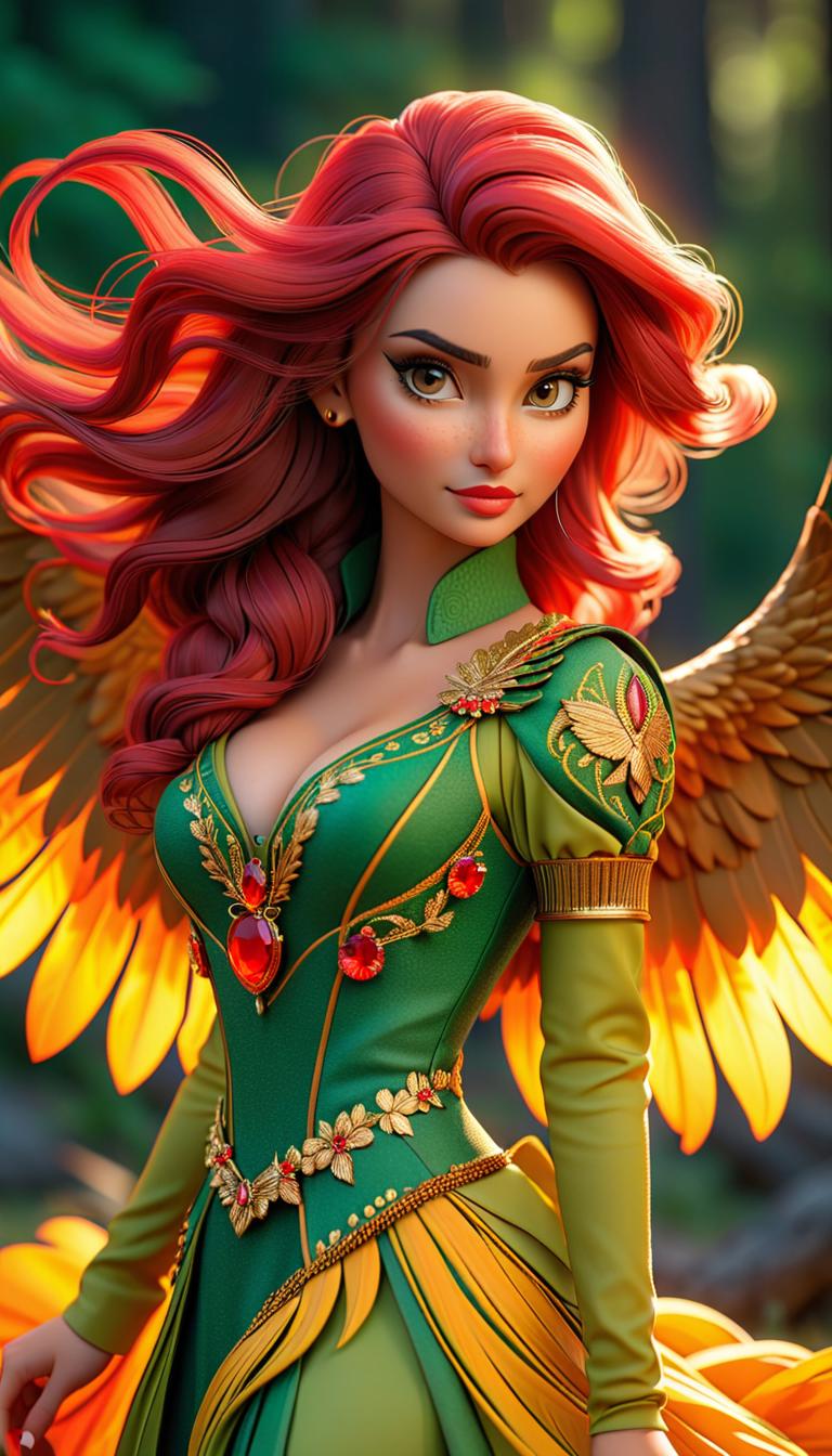  professional 3d model of phoenix . rendered with octane, the model is highly detailed,dramatic lighting. hyperrealistic, full body, detailed clothing, highly detailed, cinematic lighting, stunningly beautiful, intricate, sharp focus, f/1. 8, 85mm, (centered image composition), (professionally color graded), ((bright soft diffused light)), volumetric fog, trending on instagram, trending on tumblr, HDR 4K, 8K