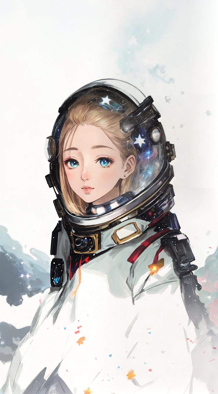  anime style, astronaut in space, fully detailed outer space background with stars, galaxies, nebulae, vibrant colors, wearing detailed space suit, cosmic scene, highly detailed spacesuit, complete space environment, clothing replace, space suit hyperrealistic, full body, detailed clothing, highly detailed, cinematic lighting, stunningly beautiful, intricate, sharp focus, f/1. 8, 85mm, (centered image composition), (professionally color graded), ((bright soft diffused light)), volumetric fog, trending on instagram, trending on tumblr, HDR 4K, 8K