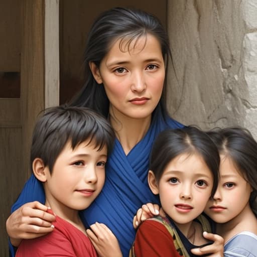  A woman with five children