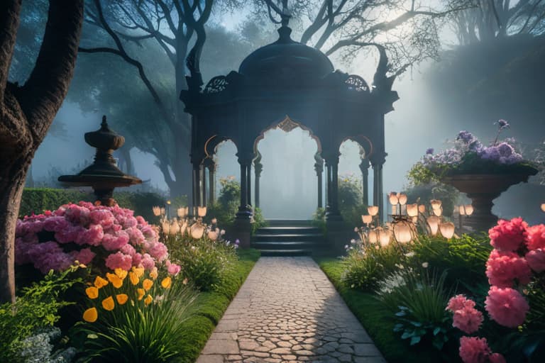  enchanted secret garden under moonlight, fantasy illustration style. flowers emit ethereal glow, moonlight amplifies magical ambiance, shadows and light play. close up on glowing flowers, soft magical lighting for a surreal, tranquil garden scene. high resolution, focus on serene, mystical garden beauty. hyperrealistic, full body, detailed clothing, highly detailed, cinematic lighting, stunningly beautiful, intricate, sharp focus, f/1. 8, 85mm, (centered image composition), (professionally color graded), ((bright soft diffused light)), volumetric fog, trending on instagram, trending on tumblr, HDR 4K, 8K