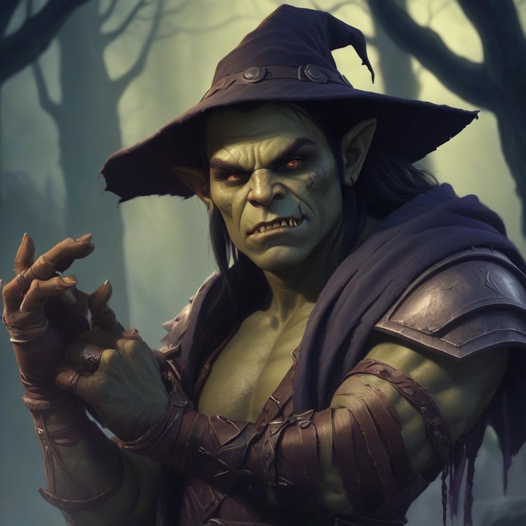  change the half orc with the photo i sent to the necromancer sorcerer