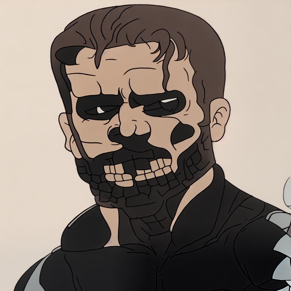  jason clarke as marvel's the punisher drawn in the style of steven universe cartoon caricature