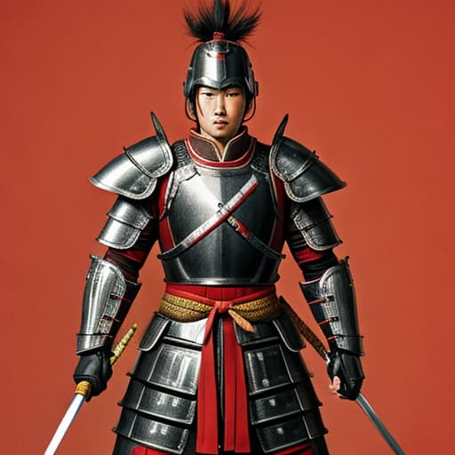  Bishamonten with Japanese warrior armor male, retro