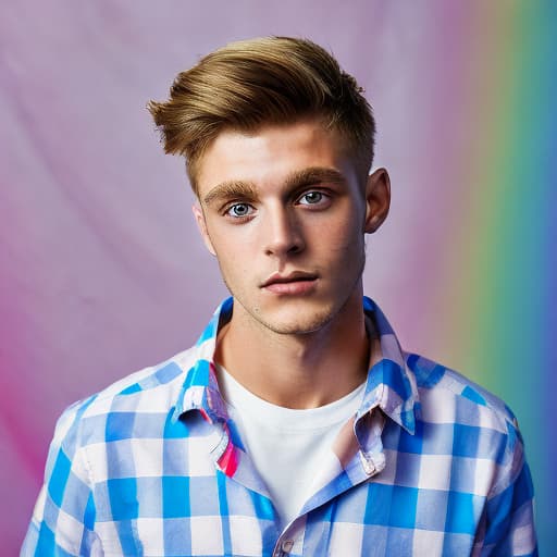 portrait+ style British LGBT queer twink blonde hunk dude face