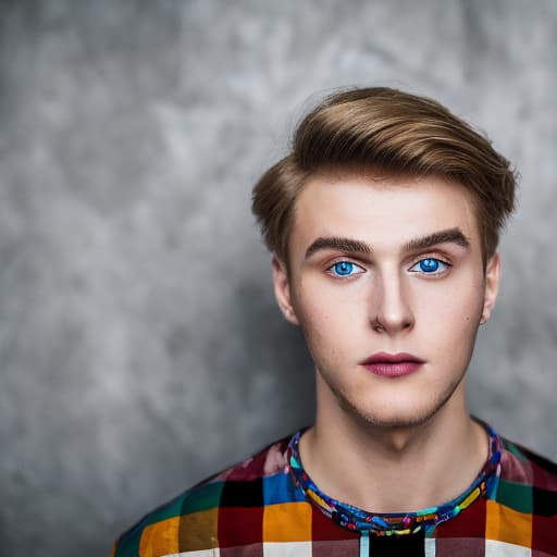 portrait+ style Russian LGBT queer YouTube personality blonde hunk dude face