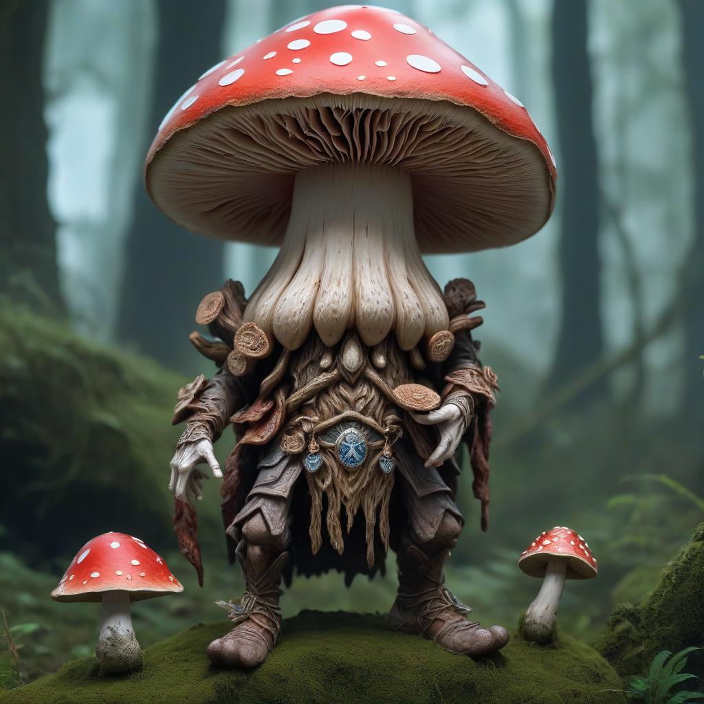  breathtaking humanoid mushroom, druid . award winning, professional, highly detailed, hkmagic