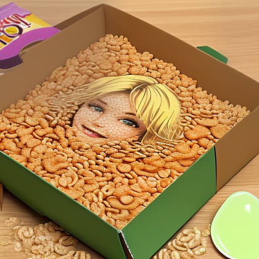  a box of cereal with an image on the package