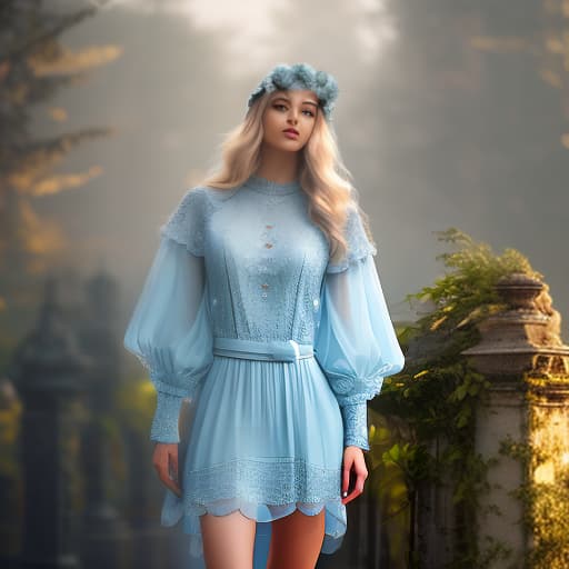  light blue hyperrealistic, full body, detailed clothing, highly detailed, cinematic lighting, stunningly beautiful, intricate, sharp focus, f/1. 8, 85mm, (centered image composition), (professionally color graded), ((bright soft diffused light)), volumetric fog, trending on instagram, trending on tumblr, HDR 4K, 8K