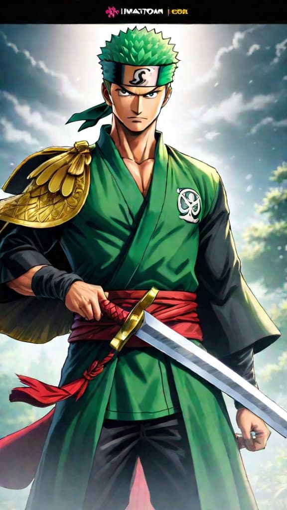  anime art: zoro uncovers his connection to a legendary sword, revealing hidden secrets and his true destiny. hyperrealistic, full body, detailed clothing, highly detailed, cinematic lighting, stunningly beautiful, intricate, sharp focus, f/1. 8, 85mm, (centered image composition), (professionally color graded), ((bright soft diffused light)), volumetric fog, trending on instagram, trending on tumblr, HDR 4K, 8K