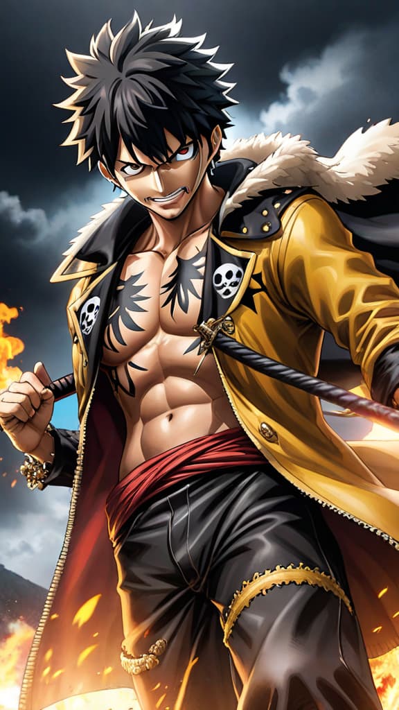  anime art trafalgar law from one piece performing ultimate surgery on ace amidst battle of marineford hyperrealistic, full body, detailed clothing, highly detailed, cinematic lighting, stunningly beautiful, intricate, sharp focus, f/1. 8, 85mm, (centered image composition), (professionally color graded), ((bright soft diffused light)), volumetric fog, trending on instagram, trending on tumblr, HDR 4K, 8K