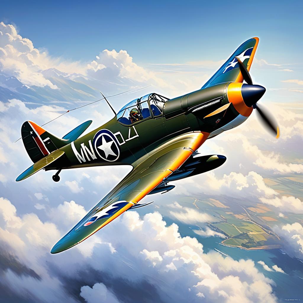  orange monkey flying a ww2 american fighter plane, award winning, professional, highly detailed, masterpiece