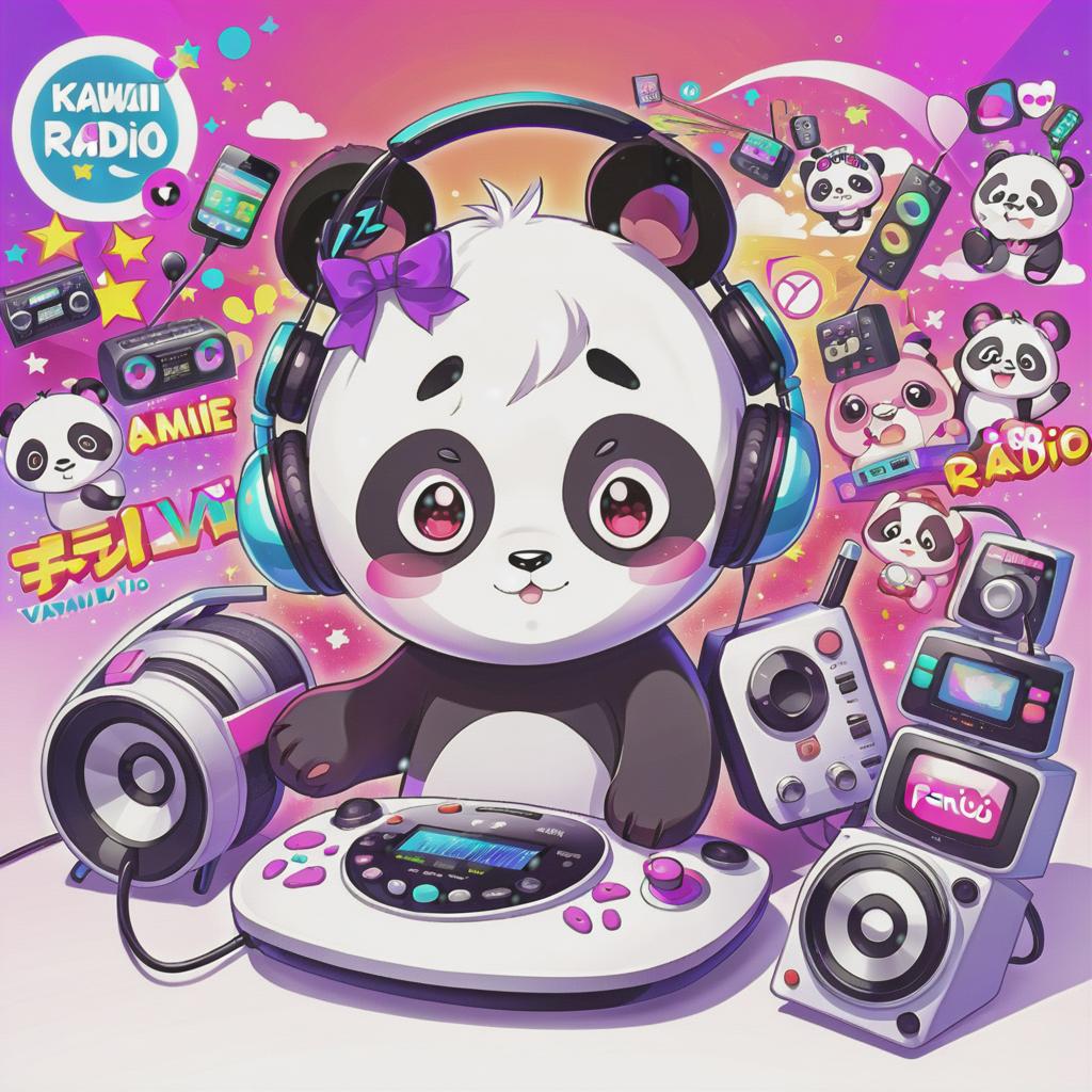  anime artwork internet logo of kawaii radio, panda . anime style, key visual, vibrant, studio anime, highly detailed