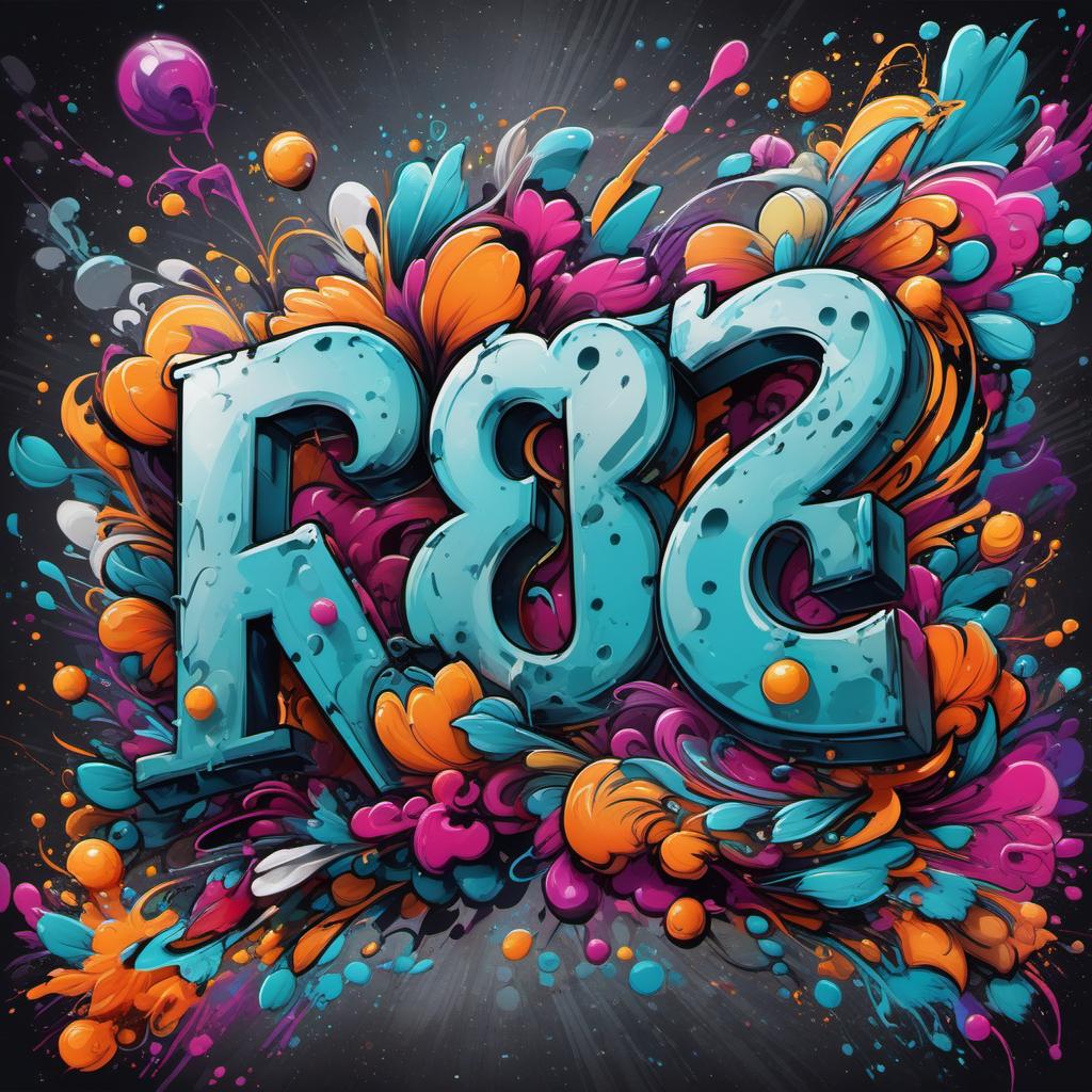  the letters “rb” in graffiti style , mystical style