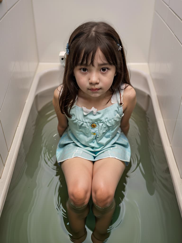  girl in poo, first grader, toilet bowl, masterpiece, best quality,8k,ultra detailed,high resolution,an extremely delicate and beautiful,hyper detail