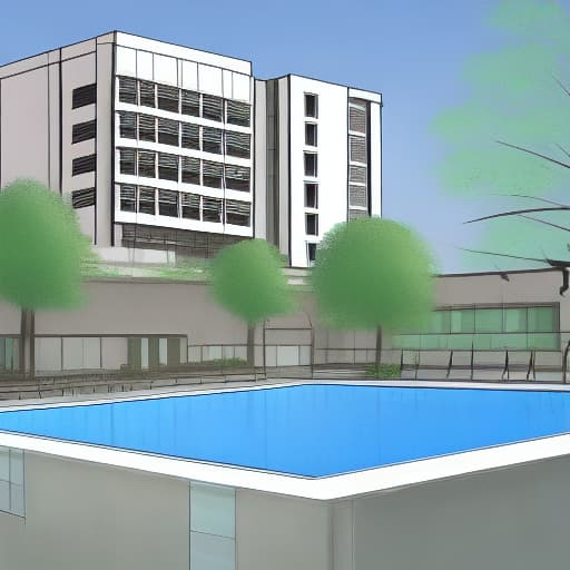  Draw a building with swimming pool