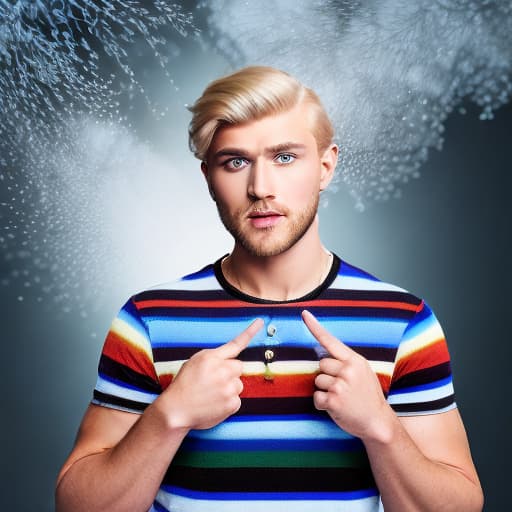 portrait+ style Russian LGBT queer TV host blonde hunk dude face