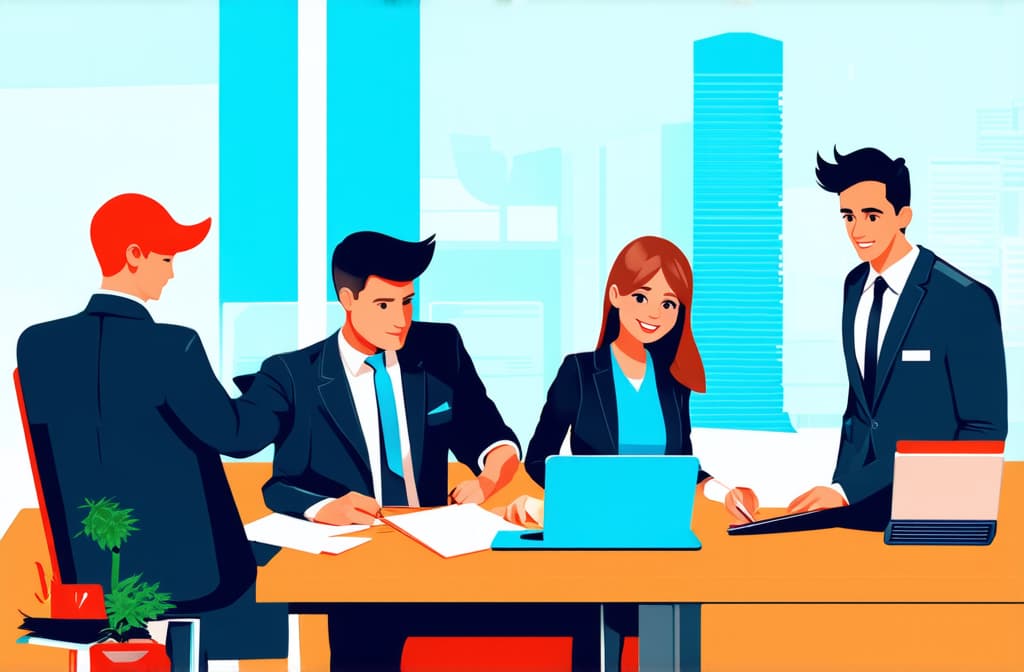  people working in office. business illustration representing busy life ar 3:2 {prompt}, maximum details