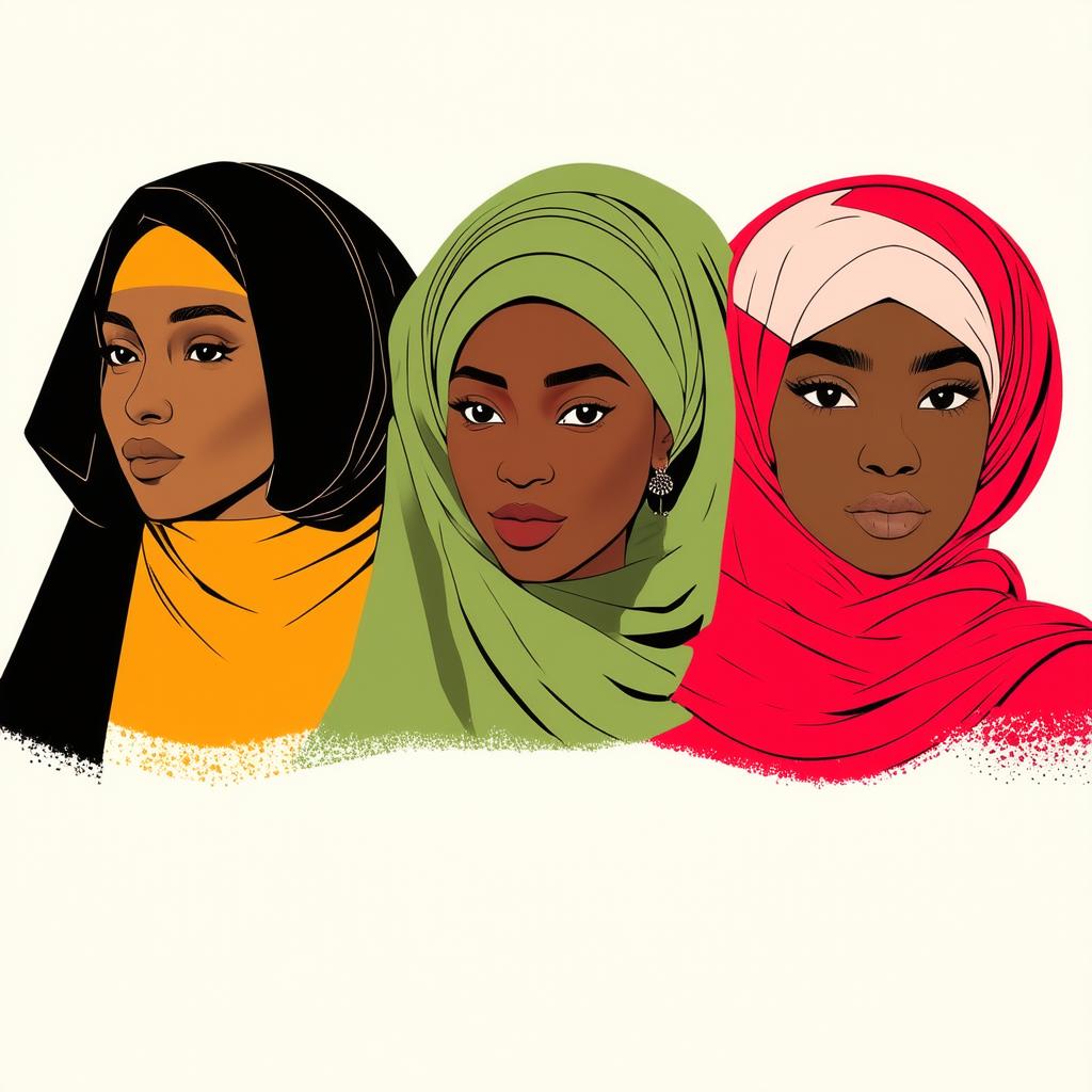  flat illustration, flaticon, (illustration:1.15), different beauty. set of different female heads in headscarf. different races and nationalities. colored hand drawn illustration, [cory loftis, strobist, pascal campion :: 0.2]