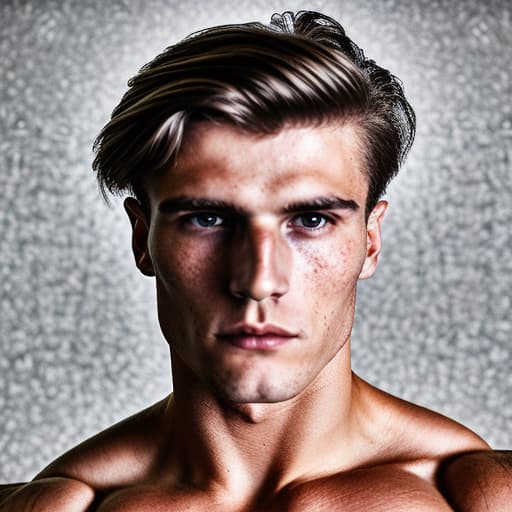 portrait+ style Russian LGBT queer fitness model blonde hunk dude face