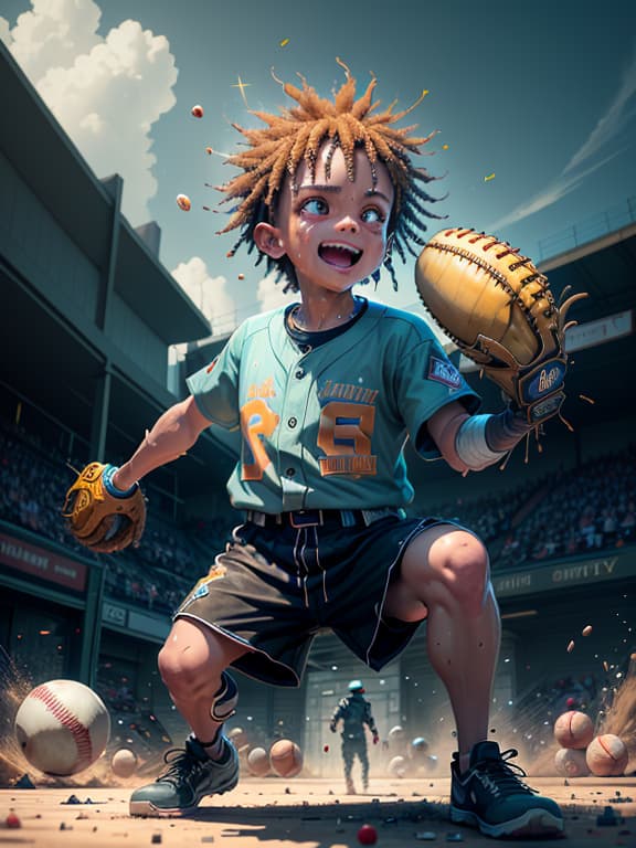  master piece, best quality, ultra detailed, highres, 4k.8k, A old , Engaged in a game of lubricated baseball, Energetic and joyful, BREAK A game of lubricated baseball., Sunny outdoor baseball field, Baseball bat, baseball, and slippery lotion, BREAK Fun and lighthearted, Shiny and slippery appearance, V0id3nergy,cart00d