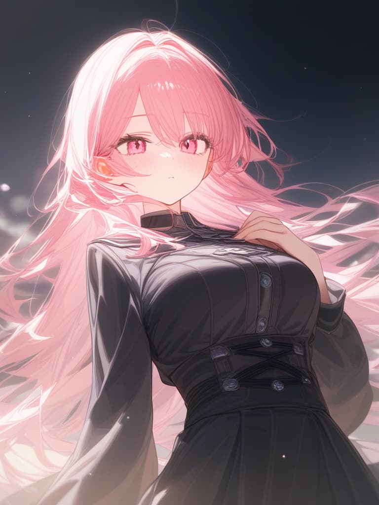  pink hair, pink eyes, one of loosening, girl, whole body, masterpiece, best quality,8k,ultra detailed,high resolution,an extremely delicate and beautiful,hyper detail