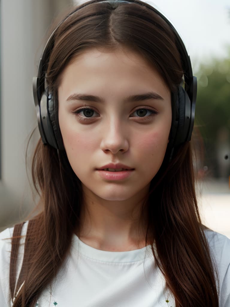  headphones, girls, brown hair, cool, beautiful, masterpiece, best quality,8k,ultra detailed,high resolution,an extremely delicate and beautiful,hyper detail