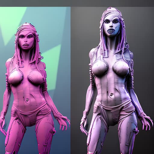 nvinkpunk there are two statues of alien women standing next to each other, daz studio 3d, daz studio genesis iray ultra hd, 8k highly detailed, barefoot beautiful girl alien, daz 3 d, daz3d, daz 3d, daz studio genesis iray female, daz studio genesis iray, height detailed hd realistic 8 k