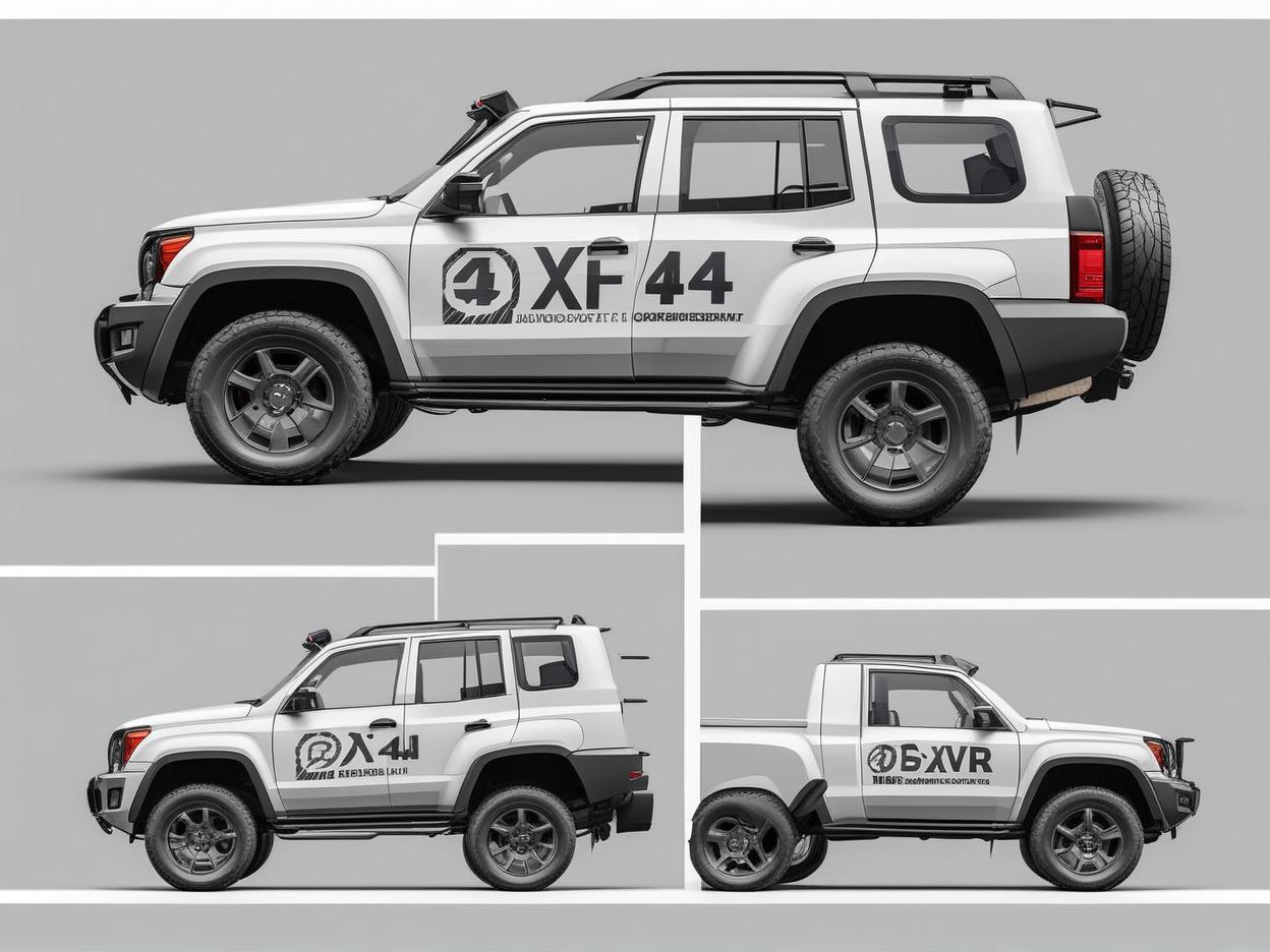  4x4 car side view mockup isolated on white background mockup