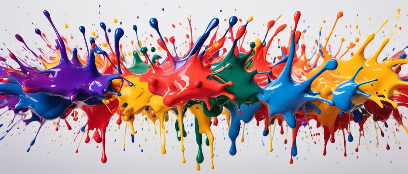  Colorful paint splashes on a white background Creating