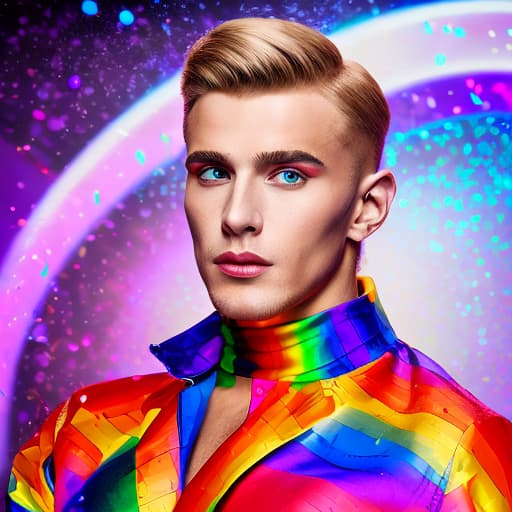 portrait+ style Russian LGBT queer dancing show superstar blonde hunk dude face