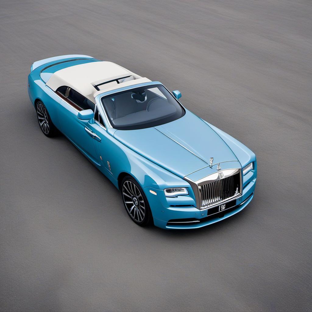  light blue top view of rolls royce zoomed out, profile image style