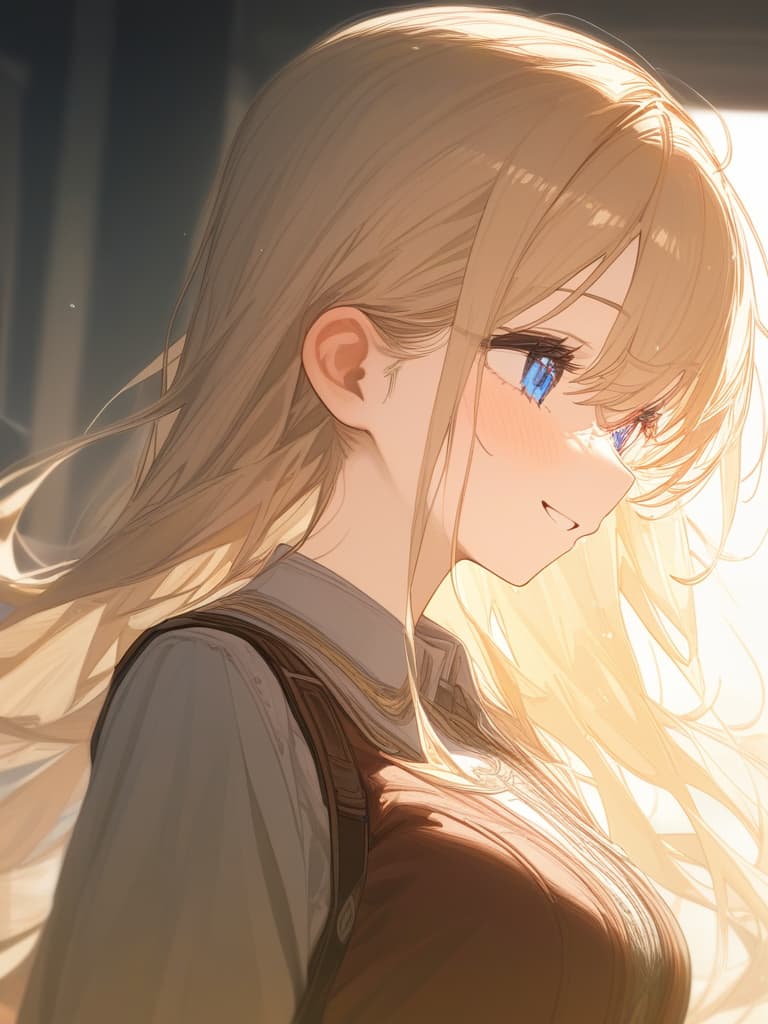  blonde, blue eyes, different world, smile, masterpiece, best quality,8k,ultra detailed,high resolution,an extremely delicate and beautiful,hyper detail