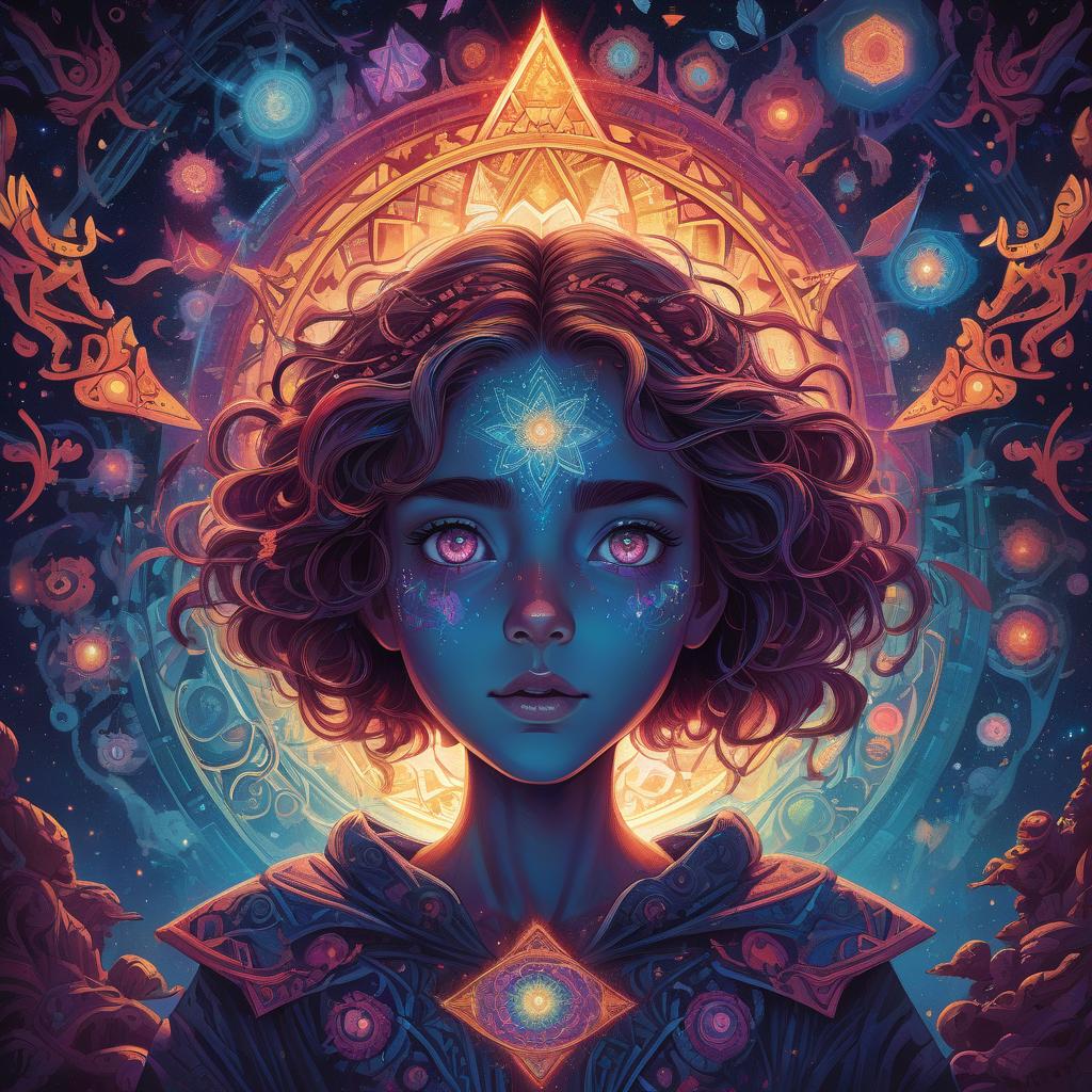  concept art a girl with kaleidoscope eyes, vivid, expressive , centered, symmetry, painted, intricate, volumetric lighting, beautiful, rich deep colors masterpiece, sharp focus, ultra detailed, in the style of dan mumford and marc simonetti, astrophotography . digital artwork, illustrative, painterly, matte painting, highly detailed