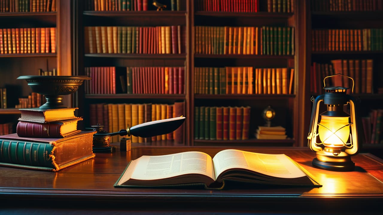  a vintage library with shelves of old books, a quill and inkpot on a wooden desk, a globe, and a candle casting warm light, evoking a sense of time travel and rich storytelling. hyperrealistic, full body, detailed clothing, highly detailed, cinematic lighting, stunningly beautiful, intricate, sharp focus, f/1. 8, 85mm, (centered image composition), (professionally color graded), ((bright soft diffused light)), volumetric fog, trending on instagram, trending on tumblr, HDR 4K, 8K