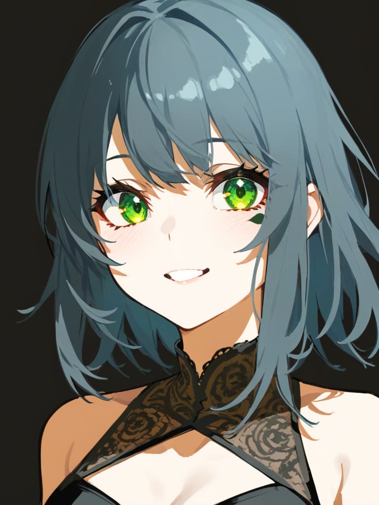  absurdres,highres,breakgirl,monochrome,green only eyes is colored,detailed eyes,monochrome clothing,white background,smilebreak<lora:animeoutline:0.6>