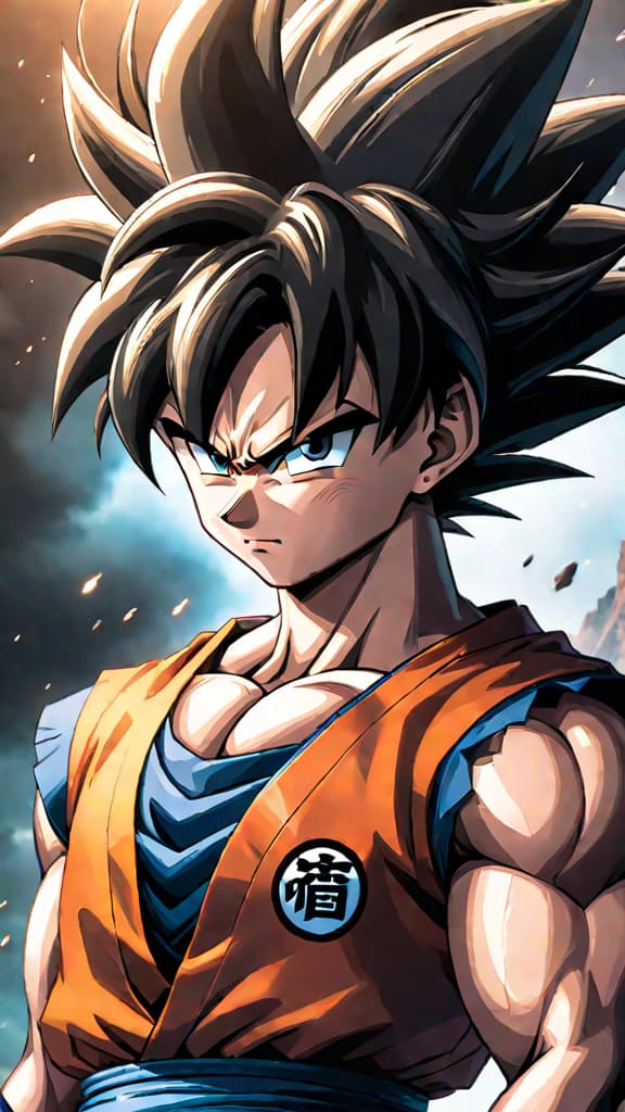  anime art: goku from dragon ball unlocking new forms through mysterious power surges. hyperrealistic, full body, detailed clothing, highly detailed, cinematic lighting, stunningly beautiful, intricate, sharp focus, f/1. 8, 85mm, (centered image composition), (professionally color graded), ((bright soft diffused light)), volumetric fog, trending on instagram, trending on tumblr, HDR 4K, 8K