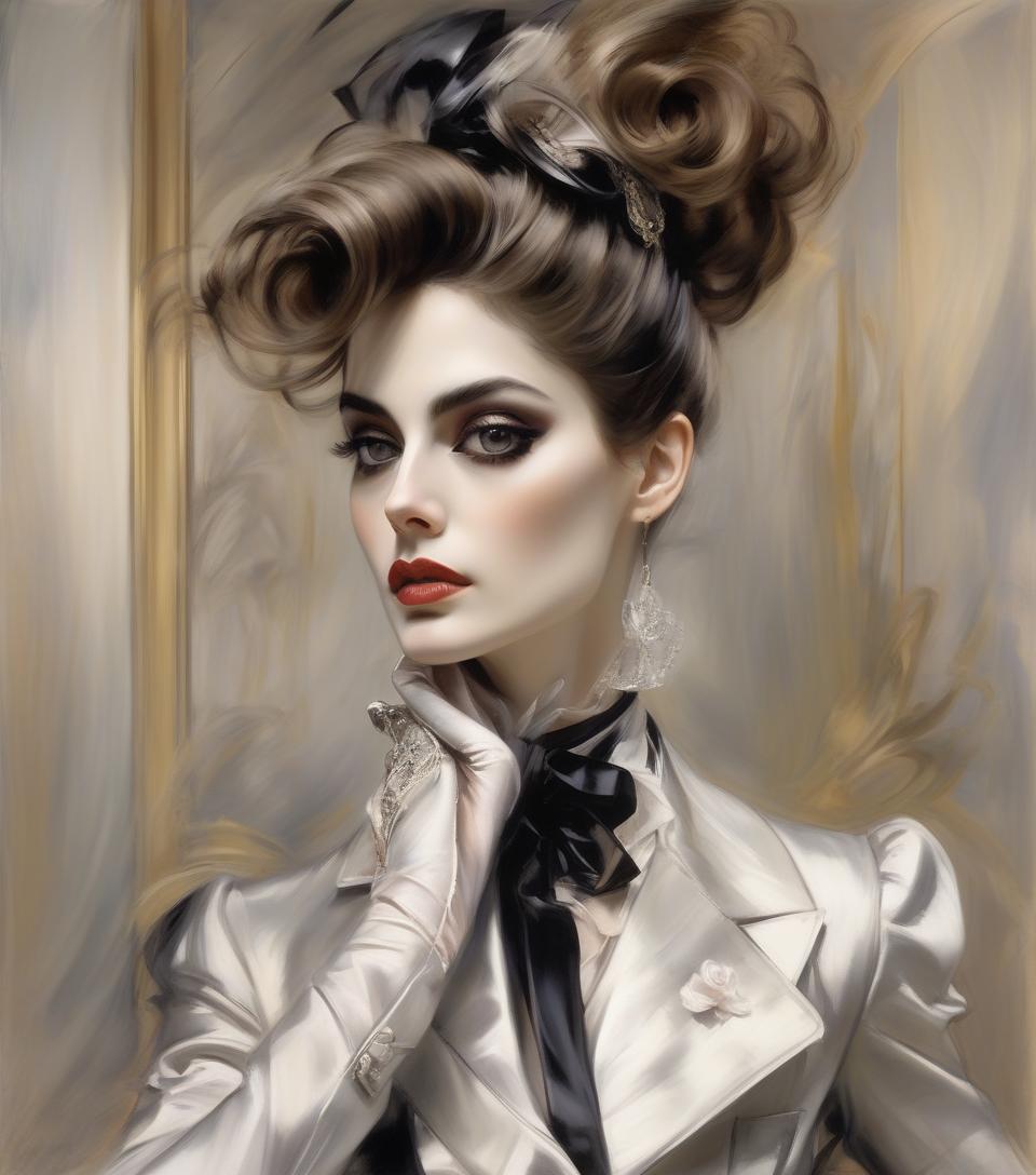  fashionista, inspired by style of runway reflections x giovanni boldini, romantic french chic, ultra realism, mid shot