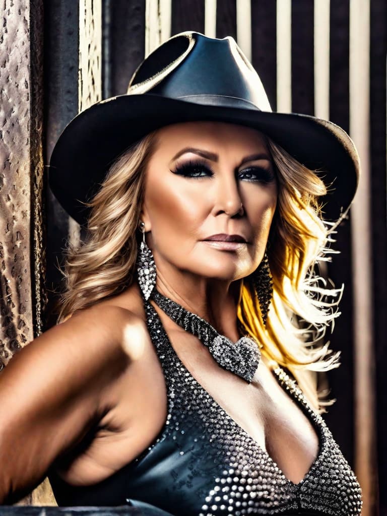  The country singer Tanya Tucker, medium shot, upper body, spotlight, long exposure lighting, street art style spray paint, glamour lighting