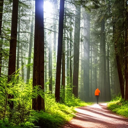  bright wooded path hyperrealistic, full body, detailed clothing, highly detailed, cinematic lighting, stunningly beautiful, intricate, sharp focus, f/1. 8, 85mm, (centered image composition), (professionally color graded), ((bright soft diffused light)), volumetric fog, trending on instagram, trending on tumblr, HDR 4K, 8K