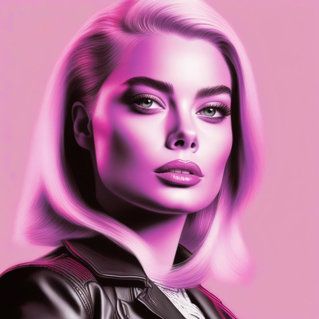  ((pencil drawing)), barbie movie Margot Robbie hellraiser pinhead pink --ar 4:5 --s 750 --niji 5, high quality, highly detailed, 4K, 8K