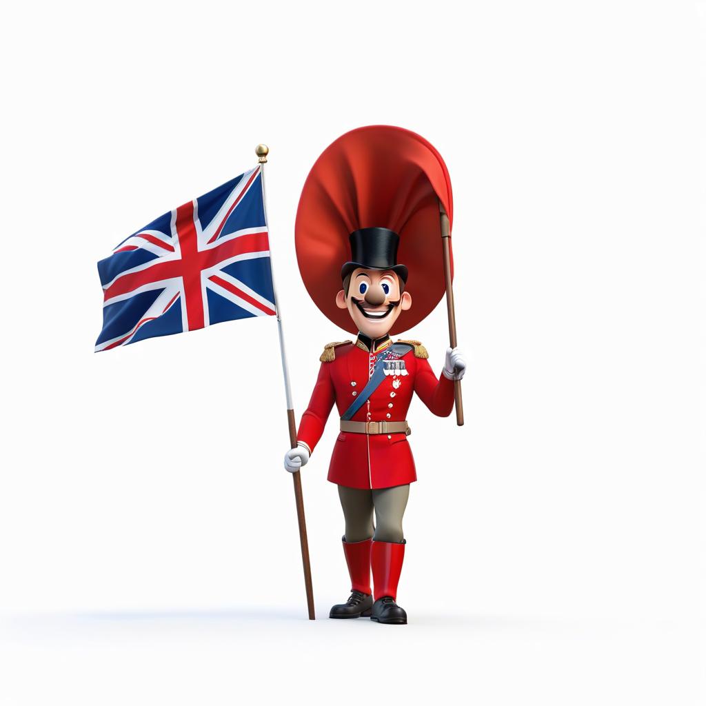  smiling man and flag of great britain hyperrealistic, full body, detailed clothing, highly detailed, cinematic lighting, stunningly beautiful, intricate, sharp focus, f/1. 8, 85mm, (centered image composition), (professionally color graded), ((bright soft diffused light)), volumetric fog, trending on instagram, trending on tumblr, HDR 4K, 8K