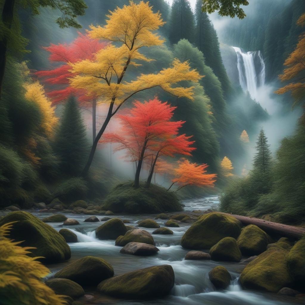  The river flowing through the dense forest symbolizes the way of life and its variability. hyperrealistic, full body, detailed clothing, highly detailed, cinematic lighting, stunningly beautiful, intricate, sharp focus, f/1. 8, 85mm, (centered image composition), (professionally color graded), ((bright soft diffused light)), volumetric fog, trending on instagram, trending on tumblr, HDR 4K, 8K