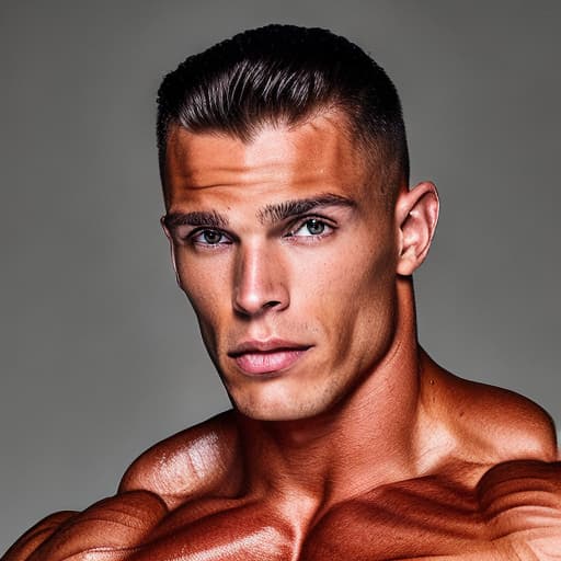 portrait+ style IFBB star bodybuilder queer brunette hunk dude face