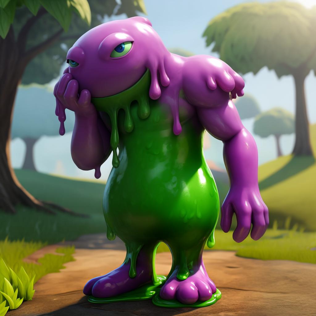  Slime creature (fortnite), full body, open eyes, masterpiece, 4k, fine details,